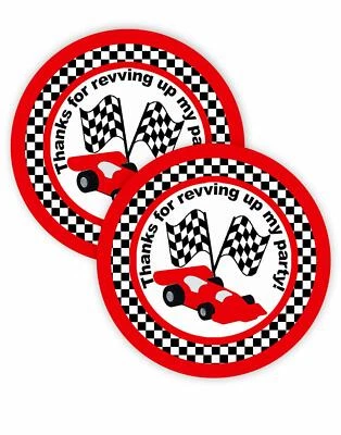 Pegatinas Favor Fiesta Coche de Carreras - 40 Pegatinas Bolsa Favor - Etiqueta Gracias Coche de Carreras Foto 1 de 2