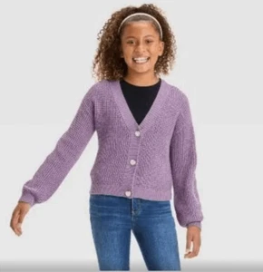 Art Class Girls Purple Button Down Sweater Cardigan Size 16/18 - Picture 1 of 1