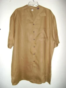 NEW 100% linen BAHAMA STYLE HAWAIIAN CAMP SHIRT XXL LITE TAN COLOR $80+ VALUE - Picture 1 of 2