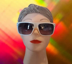 Dasoon Vintage Rectangular Sunglasses Stiped/White Frame Black Tint Nautical CE. - Picture 1 of 16