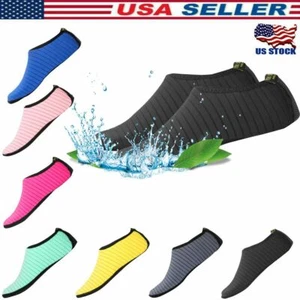 Men Women Skin Water Shoes Aqua Beach Socks Yoga Exercise Pool Swim Slip On Surf - Picture 1 of 19