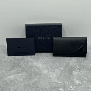 NWT Prada Black Saffiano Leather 6 Key Case Holder Wallet With Box - Picture 1 of 16