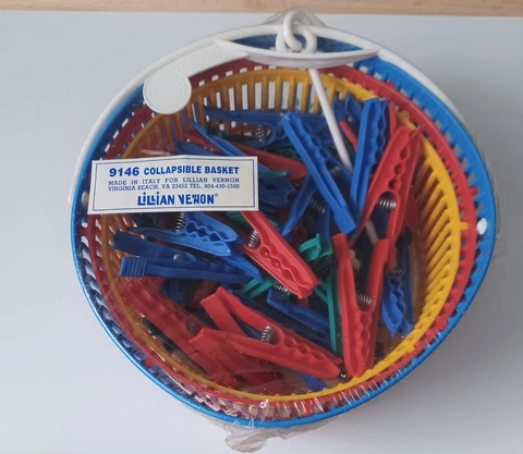 Vintage Lillian Vernon Collapsible Baskets With Clips 1980s NOS Sealed Cover