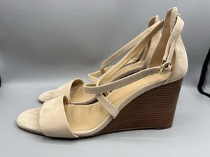 Michael Kors Damen-Sandalen creme-beige Wildleder Knöchelriemen Keilabsatz Größe 10 - Bild 1 von 13