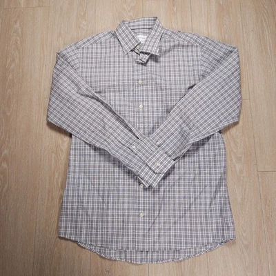 Camisa de vestir ajustada Eton para hombre 16,5-42 sarga extendida lino mezcla de algodón gris a cuadros Foto 1 de 4