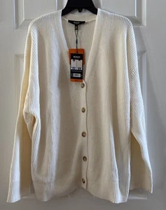 Hudson XXL Cream 100%Cotton V-Neck Long Sleeve Button Up Cardigan Sweater - Picture 1 of 4