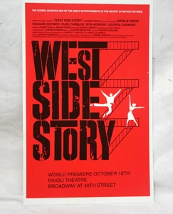 Broadway Theater Window Card Poster- West Side Story World Premiere 22 x 14 inch - Bild 1 von 9