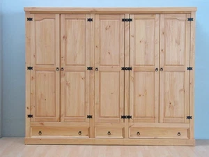 Dynamic24 Kleiderschrank aus Kiefernholz, 5-türig - Natur (24-3805) - Bild 1 von 8