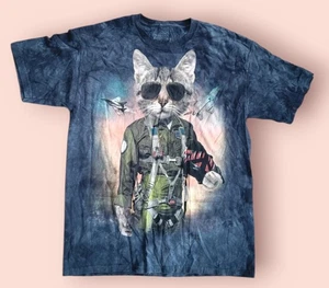 Camiseta Fighter Jet Pilot Cat con gafas de sol de aviador talla grande tie dye 2014 - Imagen 1 de 6