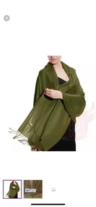 Pashmina Schal Halstuch Tuch, Farbe oliv, - Bild 1 von 6