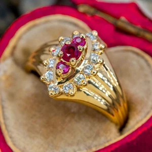 Anello elegante in argento sterling 925 con pietre preziose rubino naturale... - Foto 1 di 8