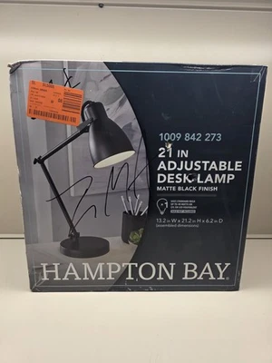 NEW Hampton Bay 21" Adjustable Architect Desk Lamp, Matte Black, RS2204161BK - Image 1 of 4
