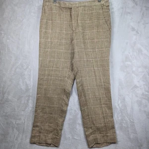 Polo Ralph Lauren Hose Herren 34x28 braun Glen Plaid Leinen Karo Seitenversteller - Bild 1 von 11