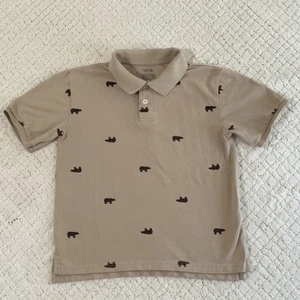 Cherokee Ultimate Polo Shirt Top brown with bears br Boys Size Small. Cotton - Picture 1 of 7