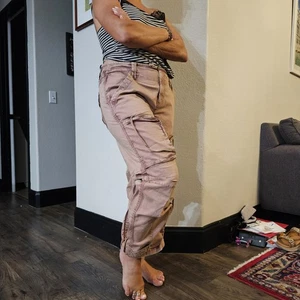 1/2 OFF We The Free People Pink Cargo Pants Zip Pockets Cinch Ankle Medium Cute. - Picture 1 of 13