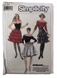Vintage 80's Simplicity Sewing Pattern Flounce Bubble Skirt Party Prom Dress 10 - Picture 1 of 2