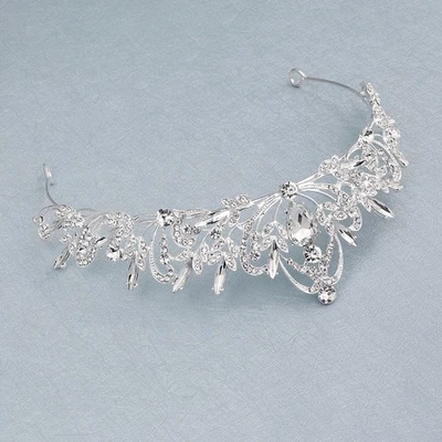  Tiara nuziale da sposa con cerchietto per capelli in cristallo vintage con - Immagine 1 di 4