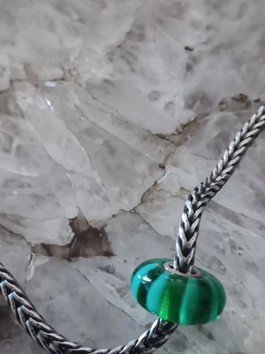Autêntica conta Trollbeads prata esterlina listra verde nova sem etiquetas  - Imagem 1 de 2