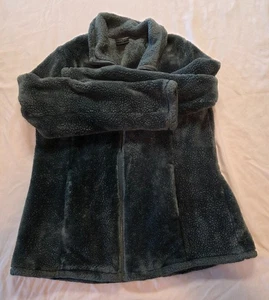 32 Degrees Heat Blue Green Sherpa Fleece Zip Jacket Women's Large - Picture 1 of 10