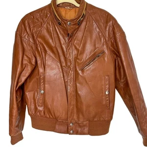 Retro Lederjacke braun 38 60er-70er Jahre Ledermantel - Bild 1 von 7