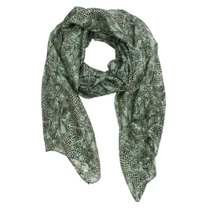 Seidenschal 50 x 70 cm hellblau-braun Animalierdruck Seidenschal - Bild 1 von 4