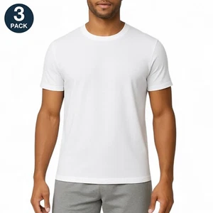 Gap Confezione 3 T-Shirt Uomo Regular Fit Cotone Girocollo Bianco Tinta Unita L - Foto 1 di 5