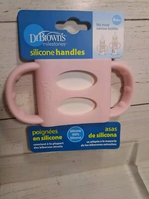 Mango de silicona para biberón de 4 m+ se adapta a la mayoría de los biberones estrechos rosa Dr. Brown Foto 1 de 4