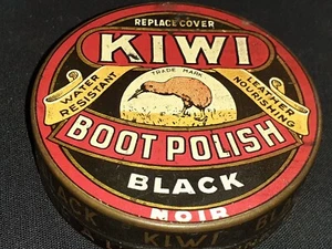 1 Ancienne Boite en tôle lithographiée kiwi Boot Polish Black 7 cm N°705/94 - Imagen 1 de 5