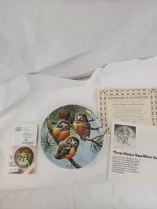 NIB Vintage Edwin M Knowles China The Eastern Screech Owls Collectors Plate 1991 - Picture 1 of 6