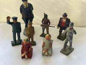 Cast Iron Or Hollow Cast Vintage Miniatures 8 Total Pre 1950’s TALL MAN Plastic - Picture 1 of 16