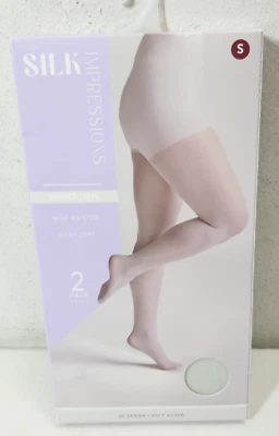Silk Impressions Pantyhose 2 Pack Small Silver 20 Denier Shimmer Sheer - Image 1 of 4