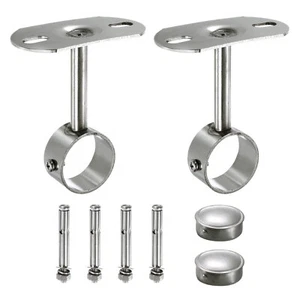 2 Pcs Ceiling Mount Bracket, Wardrobe Pipe, Shower Curtain Closet Rod 32x100mm - Picture 1 of 7