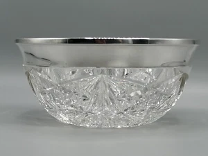 Kristallglasschale geschliffen mit Silbermontur Ø 18,5 x 8,5 cm - Bild 1 von 21
