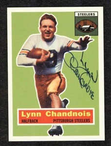 LYNN CHANDNOIS {1925-2011} Signed TOPPS FOOTBALL ARCHIVES Steelers Card 1956 JSA - Picture 1 of 2