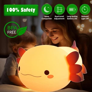 Silikon Axolotl Nachtlicht Kinder Touch Nachtleuchte Nachttischlampe Stilllicht - Bild 1 von 12