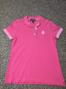 Lauren Ralph Lauren Active Polo Shirt Size Small Pink Gingham Trims Short Sleeve - Picture 1 of 11