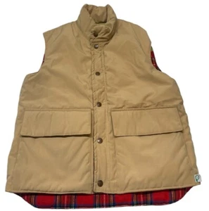 Penfield Trailwear Mens Small Vest Tan Red Plaid Snap Zipper Made In USA - Picture 1 of 19
