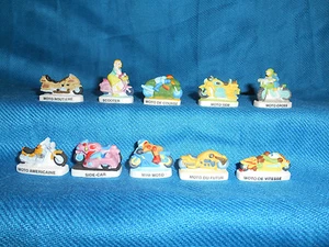 Minature Porcelain MOTORCYCLES Set 10 Mini Figurines FRENCH FEVES Matte CYCLES - Bild 1 von 12