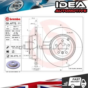 Brake Disc Rear Idea Fits Land Rover Range 2009-2012 4.4 D 4.9 + Other Models - Picture 1 of 4