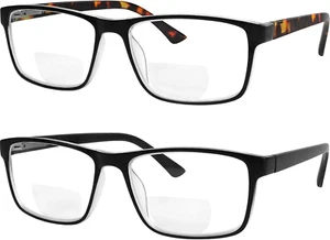 Bifocal Reading Glasses for Men and Women, Rectangle Multifocal Readers with ... - Picture 1 of 1