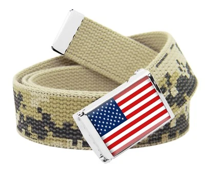 Пряжка Build A Belt для взрослых с американским флагом ширина 1,25 дюйма с холщовым веб-ремнем - Изображение 1 из 4