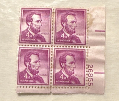 ABRAHAM LINCOLN STAMP 4 CENT US RARE VIOLET / PURPLE UNITED STATES POSTAGE  - Image 1 of 3