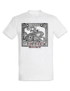 Vivere Est Militare Battle Knight T-Shirt Soldier Soldiers Knights Medieval - Picture 1 of 1