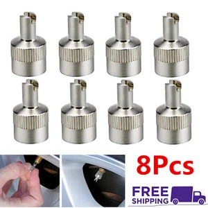 Tyre Valve Metal Dust Caps With Key 8pcs Best Quality New Car Bicycle - Picture 1 of 8
