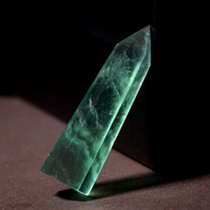 60-70mm Natural Green Fluorite Quartz Stone Healing Crystal Point Wand Column - Picture 1 of 17