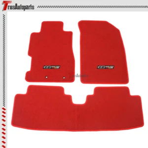 For 01-05 Honda Civic Front Rear Floor Mats Red Nylon Carpet w/ Mugen 3PCS Set - Picture 1 of 5