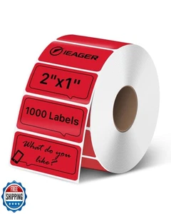 Etiquetas térmicas iEager 2x1 pulgadas, pegatinas impresora térmica rectangular rojo, Durab - Imagen 1 de 5