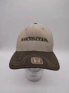 Vintage Honda Mütze zweifarbig bestickt Kappe khaki grün Lederriemen verstellbar  - Bild 1 von 6