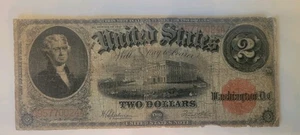1917 $2 Large Size US Note Red Seal Two Dollar Bill Bracelet Reverse, Rare. - Picture 1 of 6