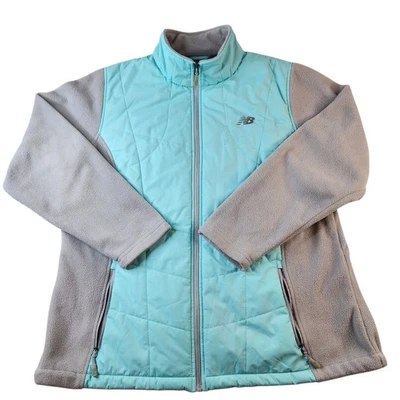 Chaqueta New Balance para mujer 2XL cremallera completa polar acolchada gris azulado bolsillos Foto 1 de 4